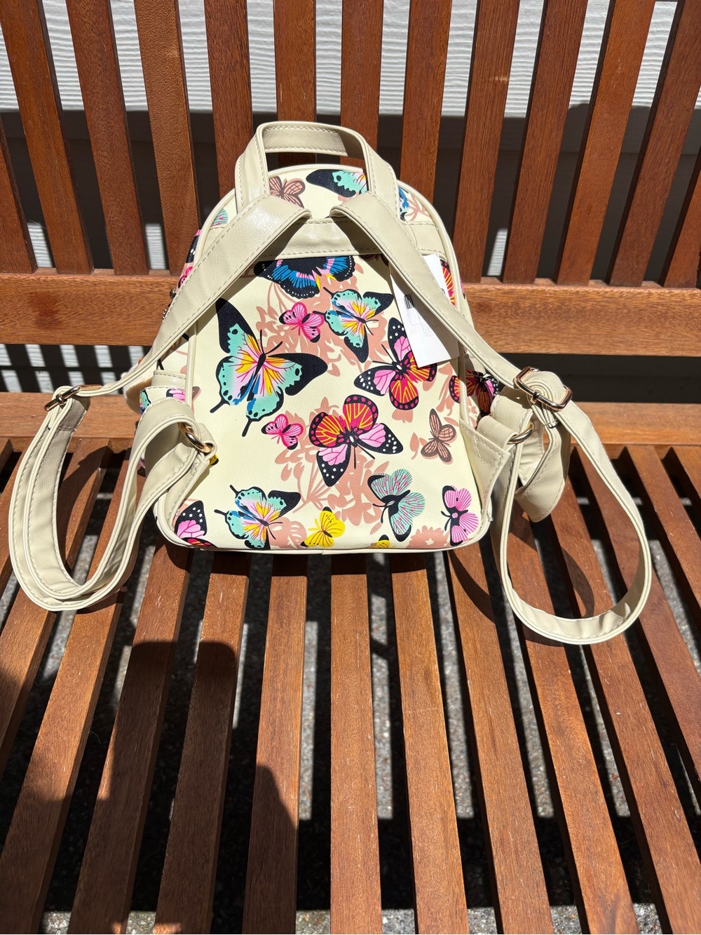 Cream Butterfly Print Mini Backpack - Stylish Women's Bag - Picture 4 of 7